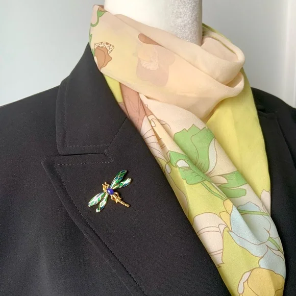 2-in-1 Dragonfly leaf enamel brooch - Picture 6 of 8